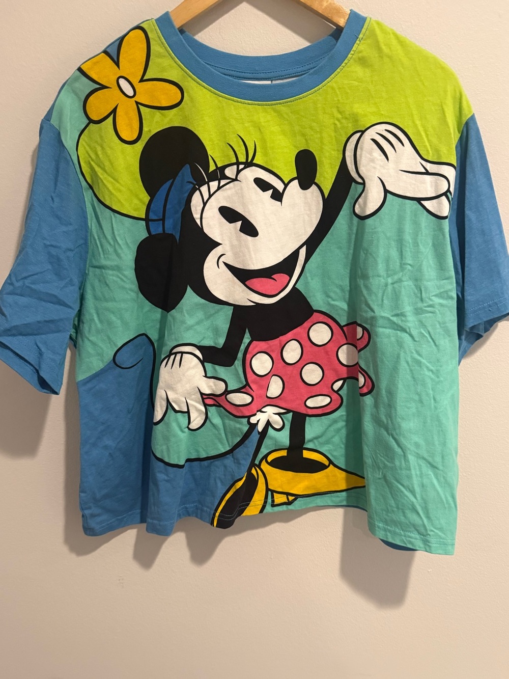 Disney Parks Women Mini Mouse Cropped Top Graphic T-Shirt WDW Multicolor  2XL